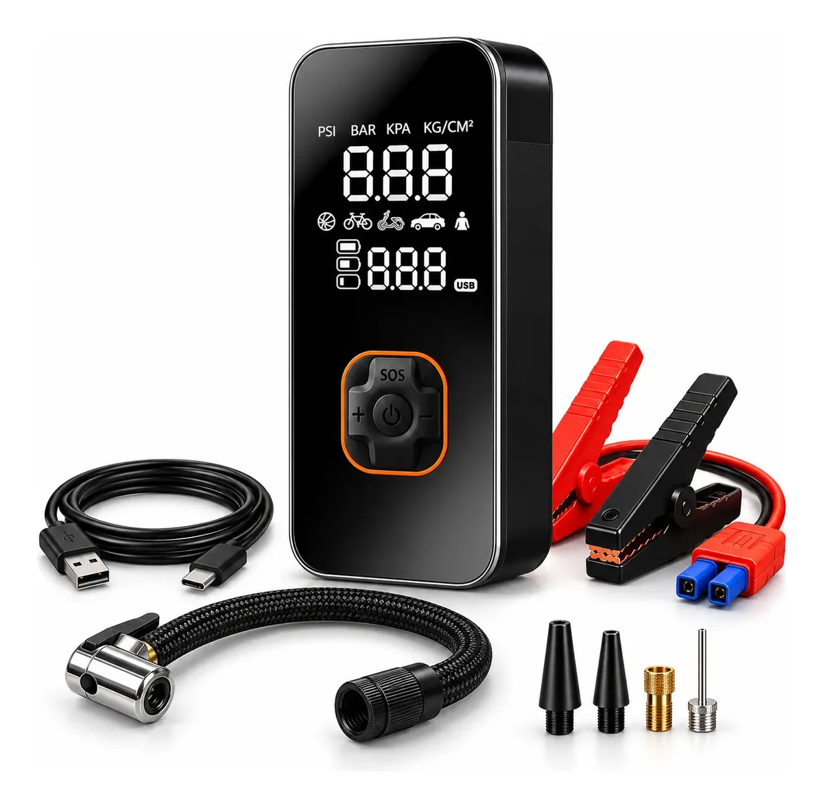 Auxiliar De Partida Compressor De Ar E Power Bank Para Carro