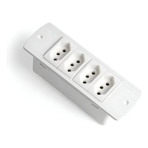 Régua Caixa De Tomada Embutir Mesa 4 Tomadas Flex - Cor Branco