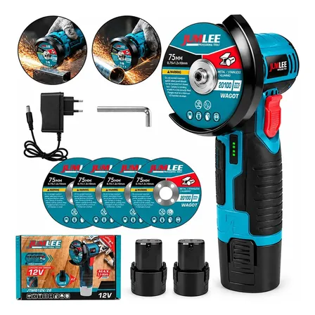 Lixadeira Mini Esmerilhadeira Angular Serra 12v S/fio 2 Bat Azul-aço 50hz/60hz