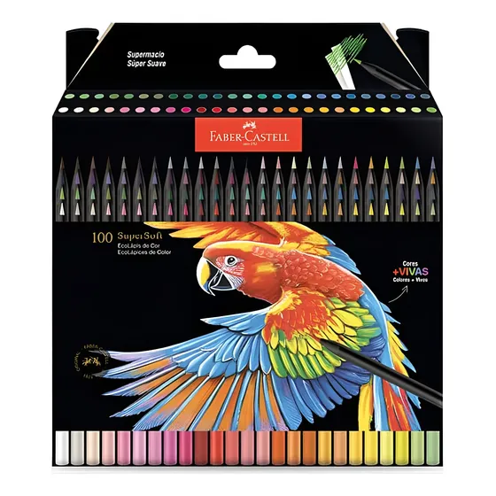 Lápis De Cor 100 Cores Supersoft Cores Vivas Faber Castell