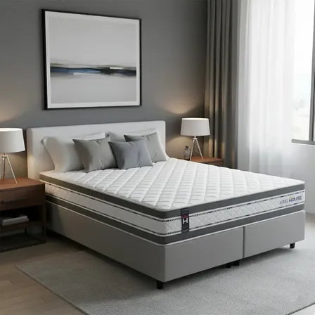Conjunto Cama Box C/ Molas Ensacadas Alpine King 193x203x65