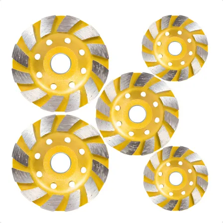 Kit 5 Discos Rebolo Diamantado Desbaste Concreto 100mm Casa Panta Dourado