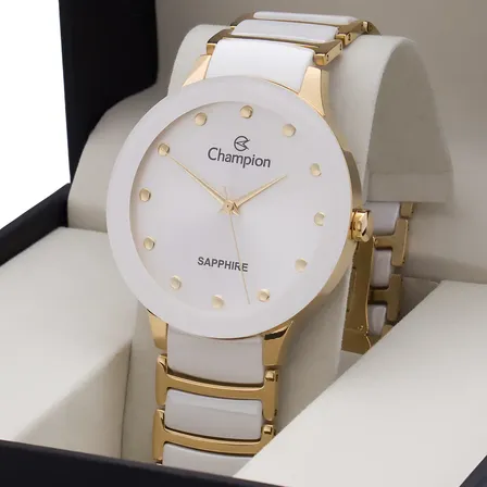 Relógio De Pulso Champion Ca21875h Ca21875u Com Corria De Cerâmica Cor Branco