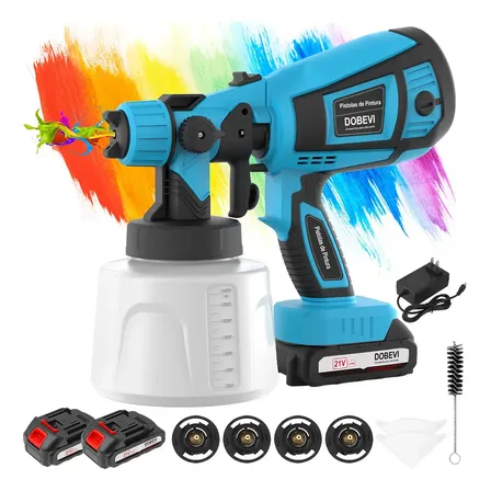Pistola De Pintura Portátil C/ Bico De Metal 1400ml Dobevi Cor Azul