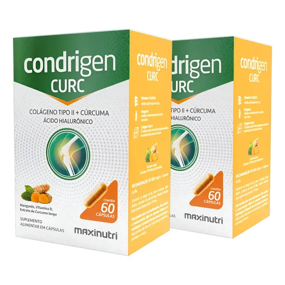 Kit 2 Condrigen Curc Colágeno Tipo 2 + Cúrcuma Class 60 Cáps Sabor Sem Sabor