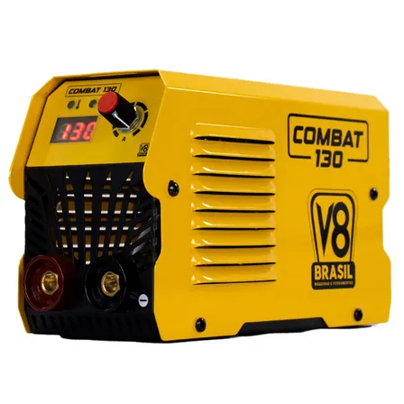 Máquina De Solda Inversora Mma Eletrodo Combat 130 130a - V8 Brasil Amarelo