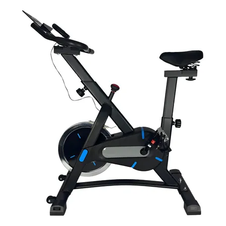 Bicicleta Spinning Mopower Profissional Inércia 15kg Resistência Mecânica Preto/azul