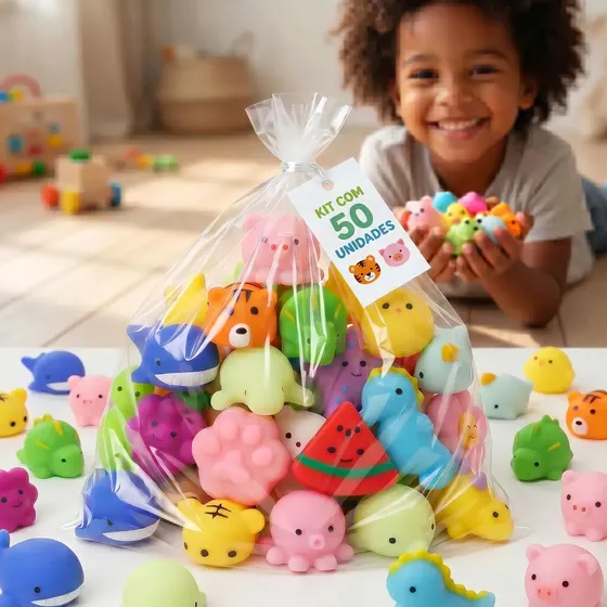 Kit 50 Squishy Taba Bichinhos De Apertar Brinquedo Sensorial Antiestresse Relaxante Macio Para Crianças E Adultos Diversão Criativa Ideal Para Presentes Festa Lembrancinhas Brasiliana Tech