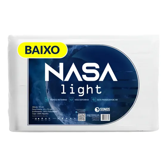Travesseiro Sonos Nasa Light Baixo 10cm De Altura