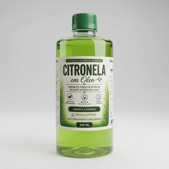 Óleo Citronela Concentrado Repelente 500ml Rende 100 L P/uso Verde-musgo