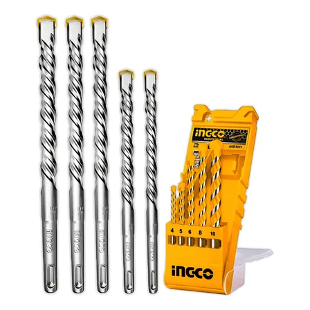 Jogo De Brocas 5 Peças Ingco Para Alvenaria 4 A 10mm Akd3051