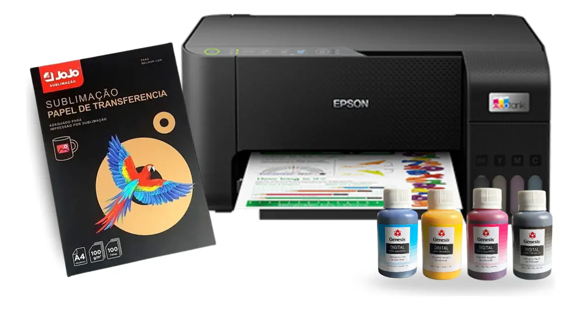 Impressora Epson L3250 Sublimação Com Tintas Gênesis Nova Preto 127/220v