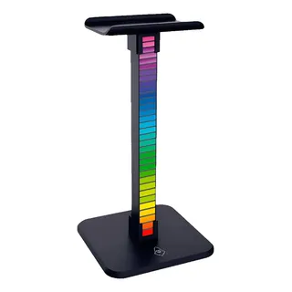 Suporte Para Headset Mancer SH10 Preto com RGB Ajustável, 16 Modos de Exibição, Porta Tipo C, Cabo Removível de 80 cm e Plug and Play
