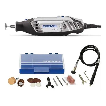 Retifica 3000 120w Kit 10 Pçs Dremel Com Eixo Eef-1m Evald 127v