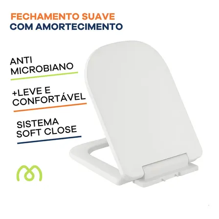 Tampa De Vaso Assento Sanitário Soft Close Quadrado Amortecedor Branco Celite Deca Incepa Logasa Icasa Fiori Gpf Lpf Baixa Devagar Maeto