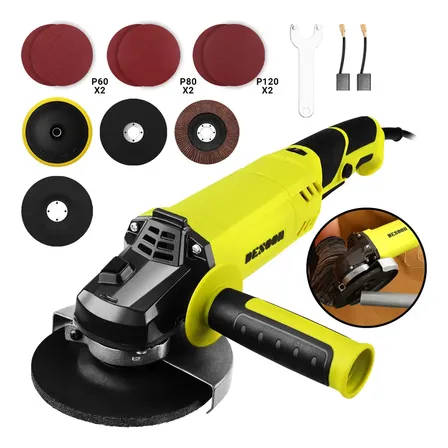 Esmerilhadeira Angular 1200w Profissional 125mm Com Controle De Velocidade Protetores De Segurança Ferramenta 12000rpm Para Aplicações De Corte E Desbaste Desoon Verde-claro 220v 60hz