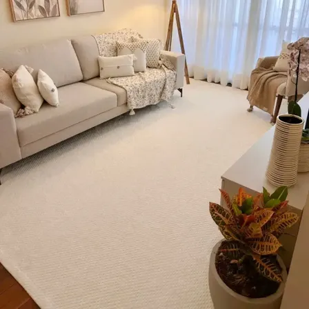 Tapete Sala Quarto Com Antiderrapante 3,0 X 5,0 100% Algodão Sem Pelo Lavável A Máquina Modelo New Bianc Off White Bem Viver