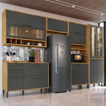 Cozinha Modulada Completa Com 6 Peças 12 Portas 4 Gavetas E