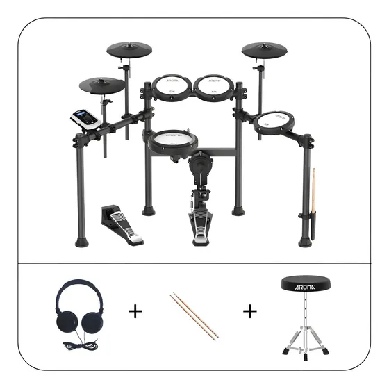 Bateria Eletrônica Aroma TDX-22 II Completa com Banco e Fones de Ouvido