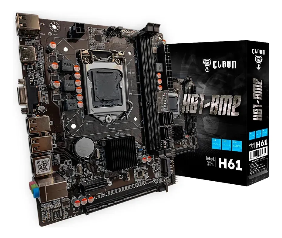 Placa Mãe Clanm H61-bm2 Ddr3 Lga 1155 M-atx Intel H61 Preto
