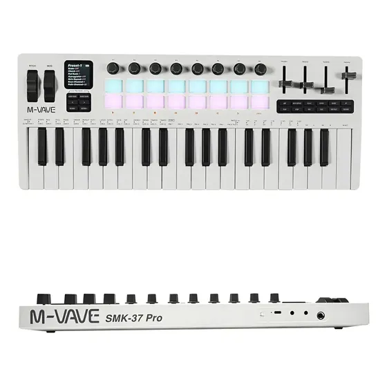 M-vave Teclado Controlador Smk-37 Pro Midi 37 Teclas Branco