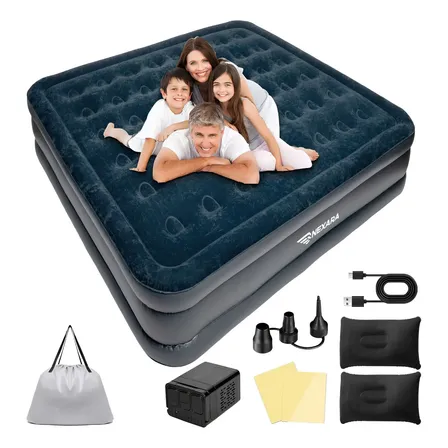 Colchão Inflável Casal Com Bomba 350kg Carga 205x180x40cm Cor Preto