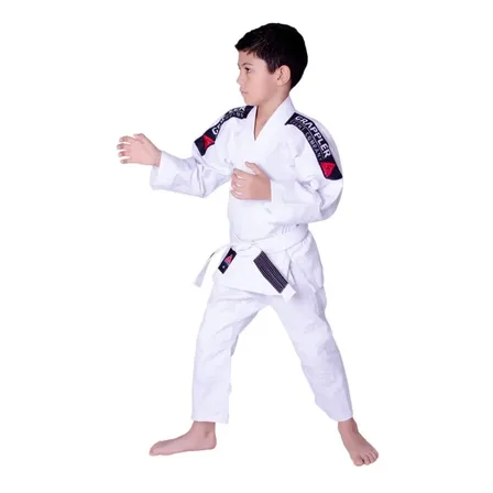 Kimono Preto Jiu Jitsu Infantil Com Faixa Cor Branco Tamanho M2 9 A 10 Anos 1,40 Metros
