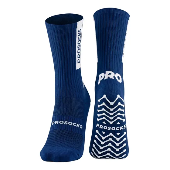 Meia Antiderrapante Futebol ProSocks UltraGrip Cano Alto Meião Futebol Grip para Chuteira Meia Esportiva com Alta Estabilidade, Conforto e Tecnologia Profissional | Azul Marinho, Tamanho 38-44