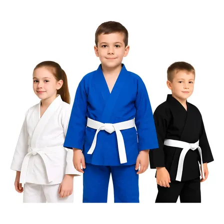 Kimono Infantil Jiu Jitsu Judô Haganah Kids Preto M2 Com Faixa