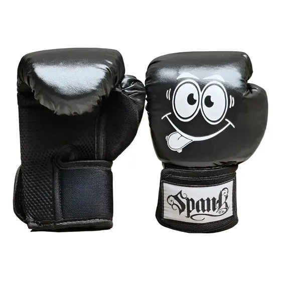 Luva Muay Thai Boxe Kickboxing Infantil Rostinho Spank Preto