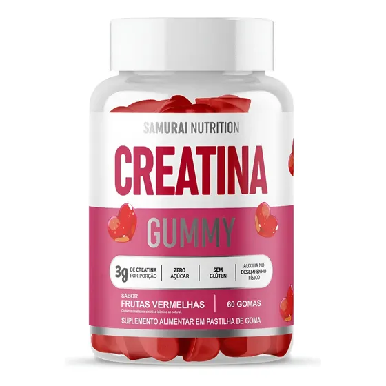 Creatina Gummy Samurai Nutrition Sabor Frutas Vermelhas 60 Gomas Sem Glúten