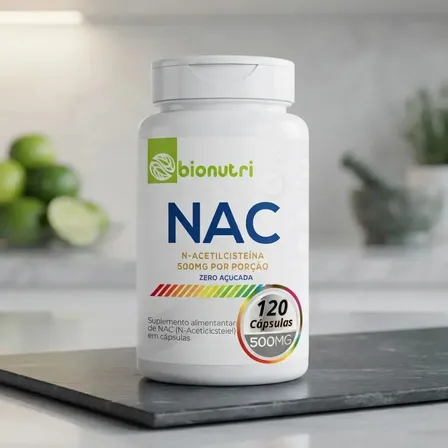 Nac 120 Cápsulas 500mg Suplemento Alimentar Bionutri Sem Sabor