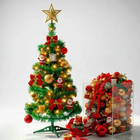 Arvore De Natal Completa Decorada 90cm Enfeites Verde Premium Sidequest