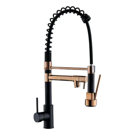Torneira Cozinha Gourmet Monocomando Com Spray Extensor Cor Preto Rosê Holtter Home design