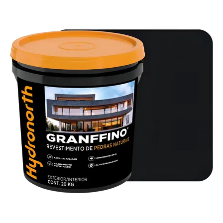 Granffino Pedras Naturais Preto Ônix Hydronorth Balde 20kg Acabamento Elegante