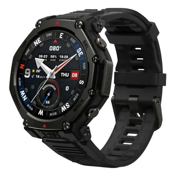 Smartwatch Amazfit T-rex 3 Pro Tático De Titânio Com Pulseira De Silicone Preto Mesh