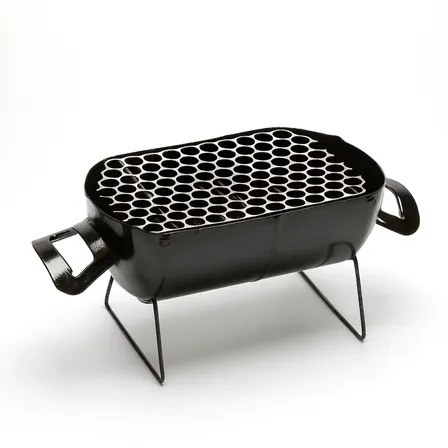 Churrasqueira Móvel A Carvão Portátil Para Família, Em Aço Inox Com Grelha De 22 Cm Preto