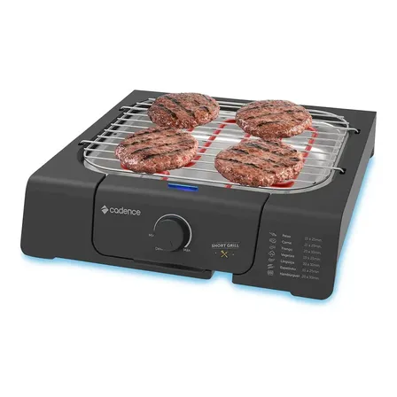Churrasqueira Elétrica Short Grill Cadence Grl805 Cor Inox E Preto 127v