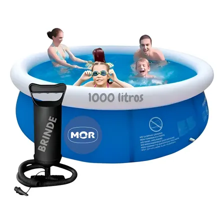Piscina Inflável Redonda 1000 Litros Azul Mor Com Bomba