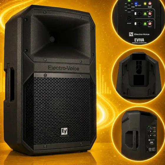Caixa Ativa Electro Voice Eviva12p 1000w Bluetooth 12 Profissional Bivolt Eventos Igrejas Shows Dj Preto 127/220v