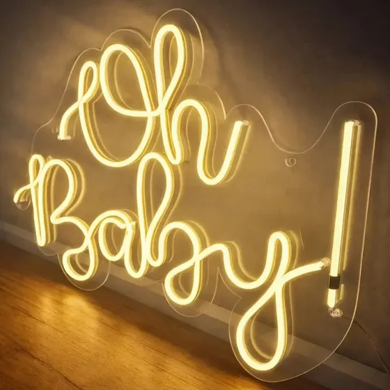 Letreiro Luminoso Slim Concept Oh Baby Neon 40x60cm Cor Branco quente