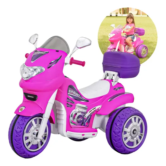 Moto Elétrica Infantil Biemme Sprint Turbo Power Pink 12V Rosa