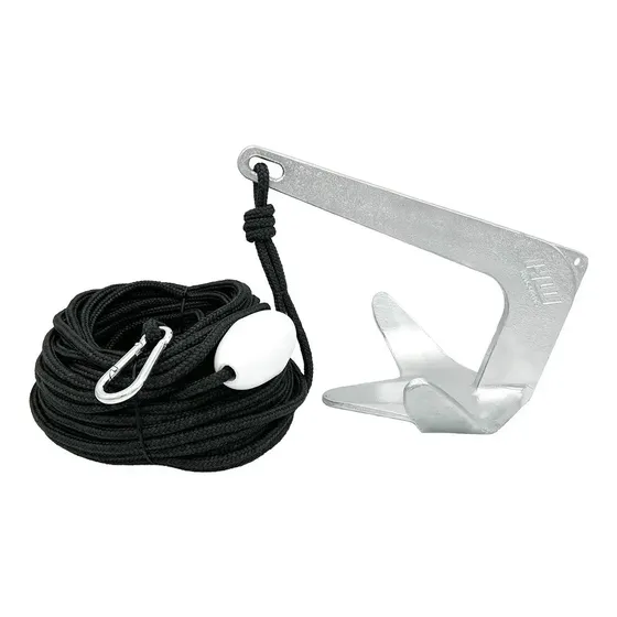 Kit Ancora 2kg Bruce HW C15 (15 metros) para Jet-Ski Caiaque ou pequenos Barcos - Galvanizada á Fogo