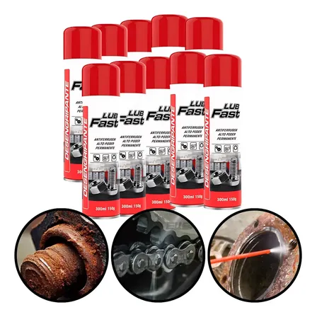 Lubrificante Desengripante Spray Lubfast 300ml Kit 10 Unid Multiuso