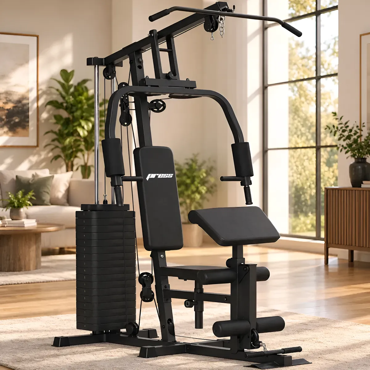 Estação Musculação 80kg Aparelho Ginástica Cardio Preto Mbx Preto