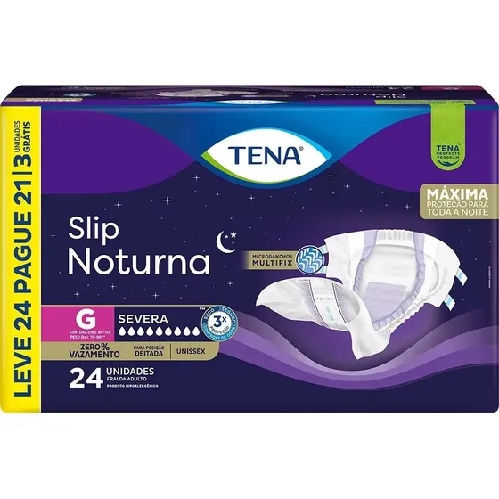 Fralda Adulto Tena Slip Noturna G Leve 24 Pague 21 Unidades