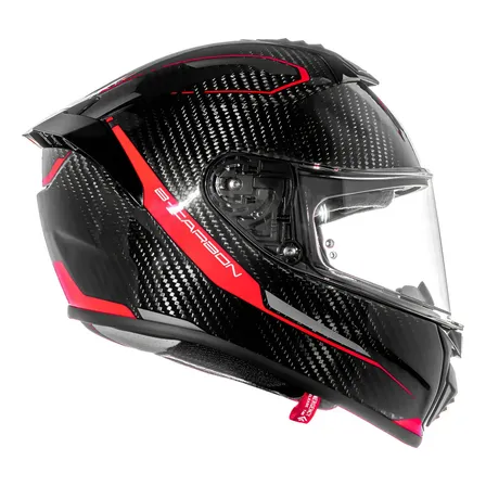 Capacete Moto Bieffe Premium B-carbon C-six Cor Preto Com Vermelho Tamanho Do Capacete 62