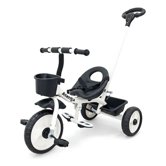 Triciclo Infantil Com Pedal Empurrador Brinquedo Passeio Branco