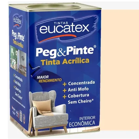 Tinta Eucatex Acrílica Peg Pinte Anti-mofo 18l - Cores Acabamento Fosco Cor Pérola Taiti