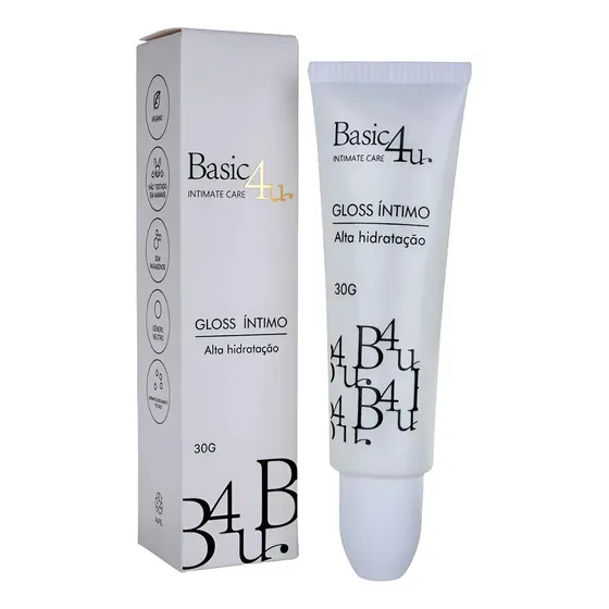 Gloss Hidratante Íntimo Hidratação Prolongada da Região Íntima Fácil Aplicação Melhora Ressecamento Fissuras Recomendado na Menopausa Basic4U 30ml